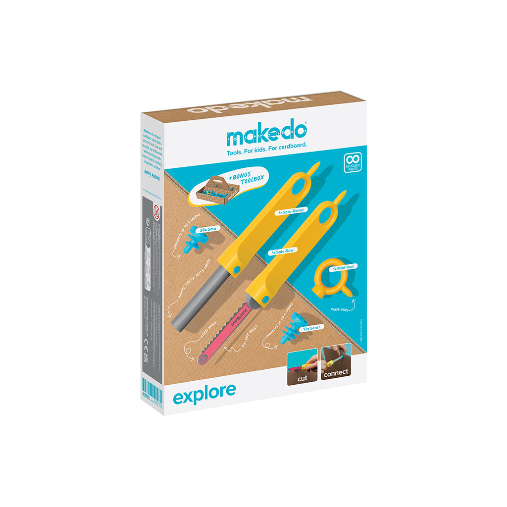 Makedo Explore, Kreativt værktøj og tilbehør til byg-selv i pap