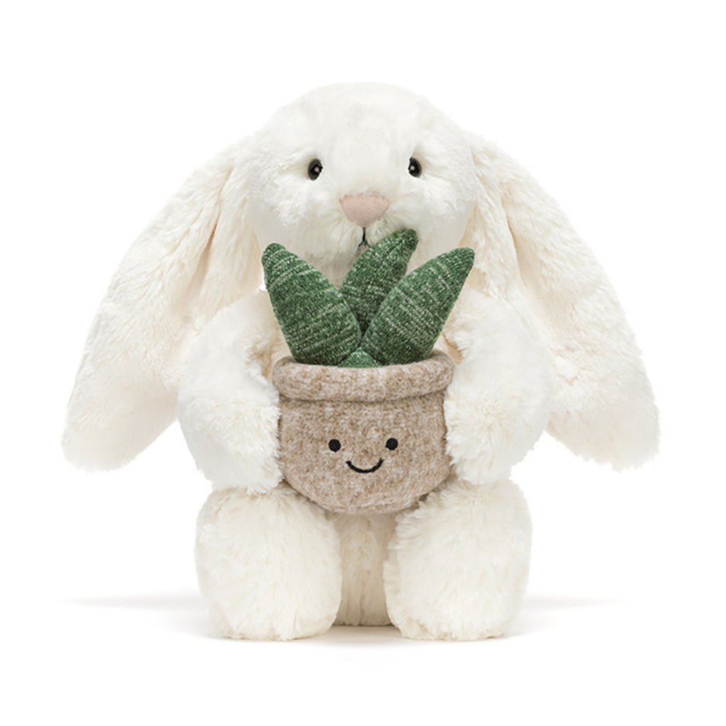 Jellycat bamse, kanin m plante, Cream Bunny - 31 cm