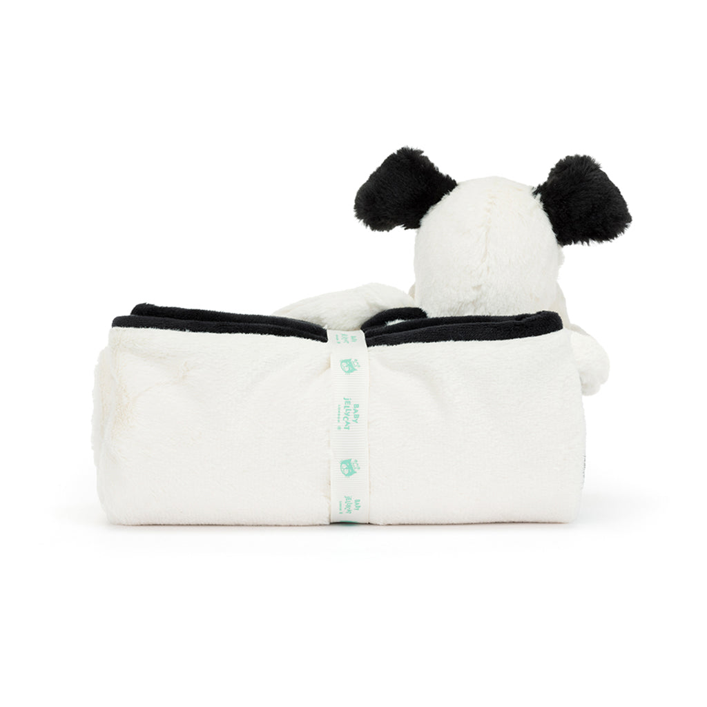 Baby Jellycat tæppe, Bashful hund, sort/creme - 56 cm