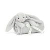Baby Jellycat tæppe, Bashful kanin, silver - 56 cm