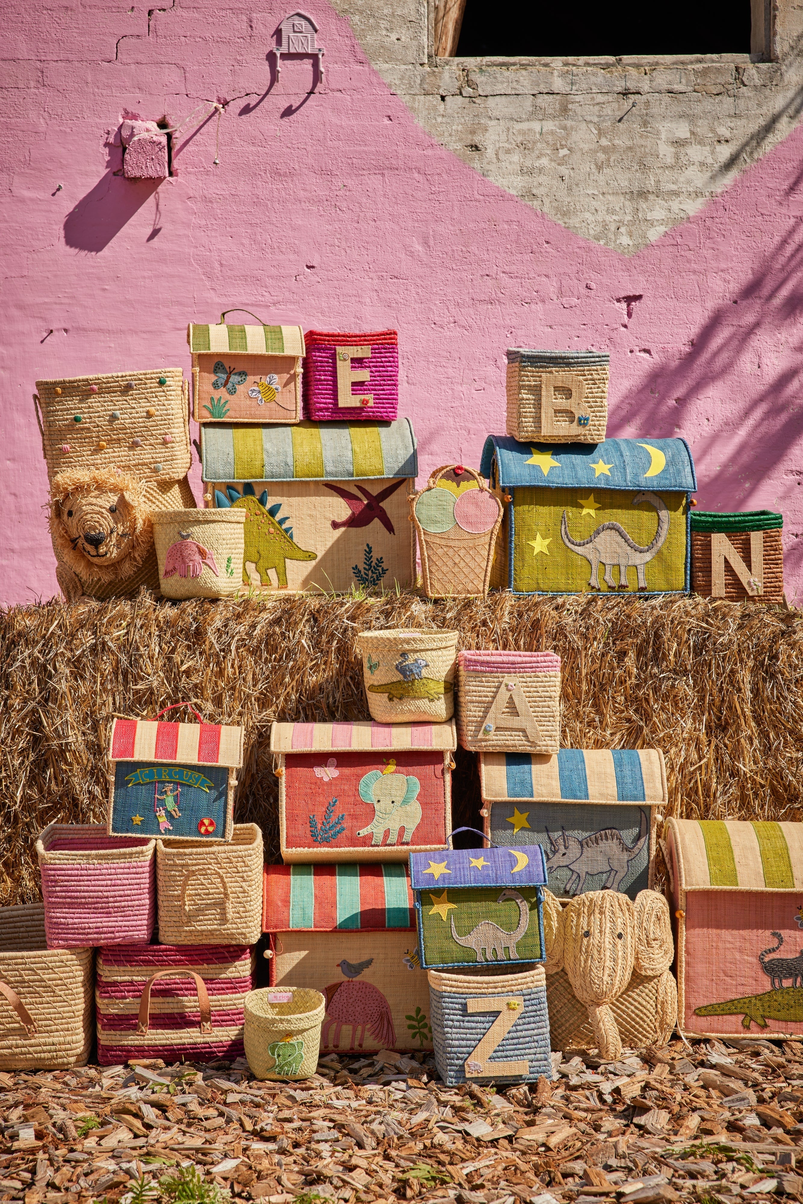 RICE Kurvehus til opbevaring, Jungle tema - Blå