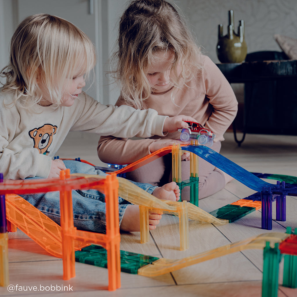 Cleverclixx Magnetisk byggeleg, Racerbane, Race rack Intense - 65 dele