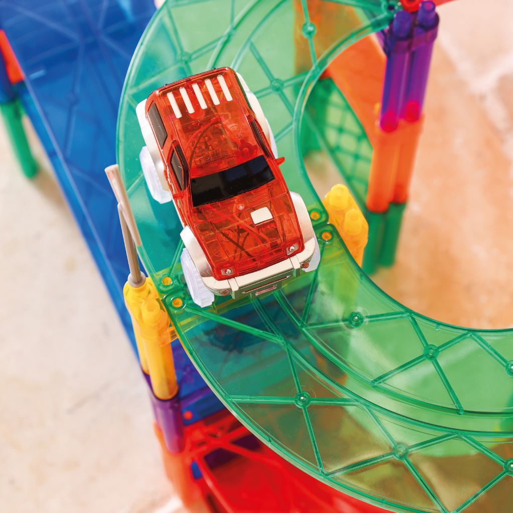 Cleverclixx Magnetisk byggeleg, Race track car - Red