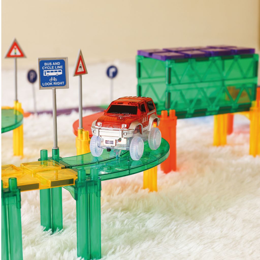 Cleverclixx Magnetisk byggeleg, Race track car - Red