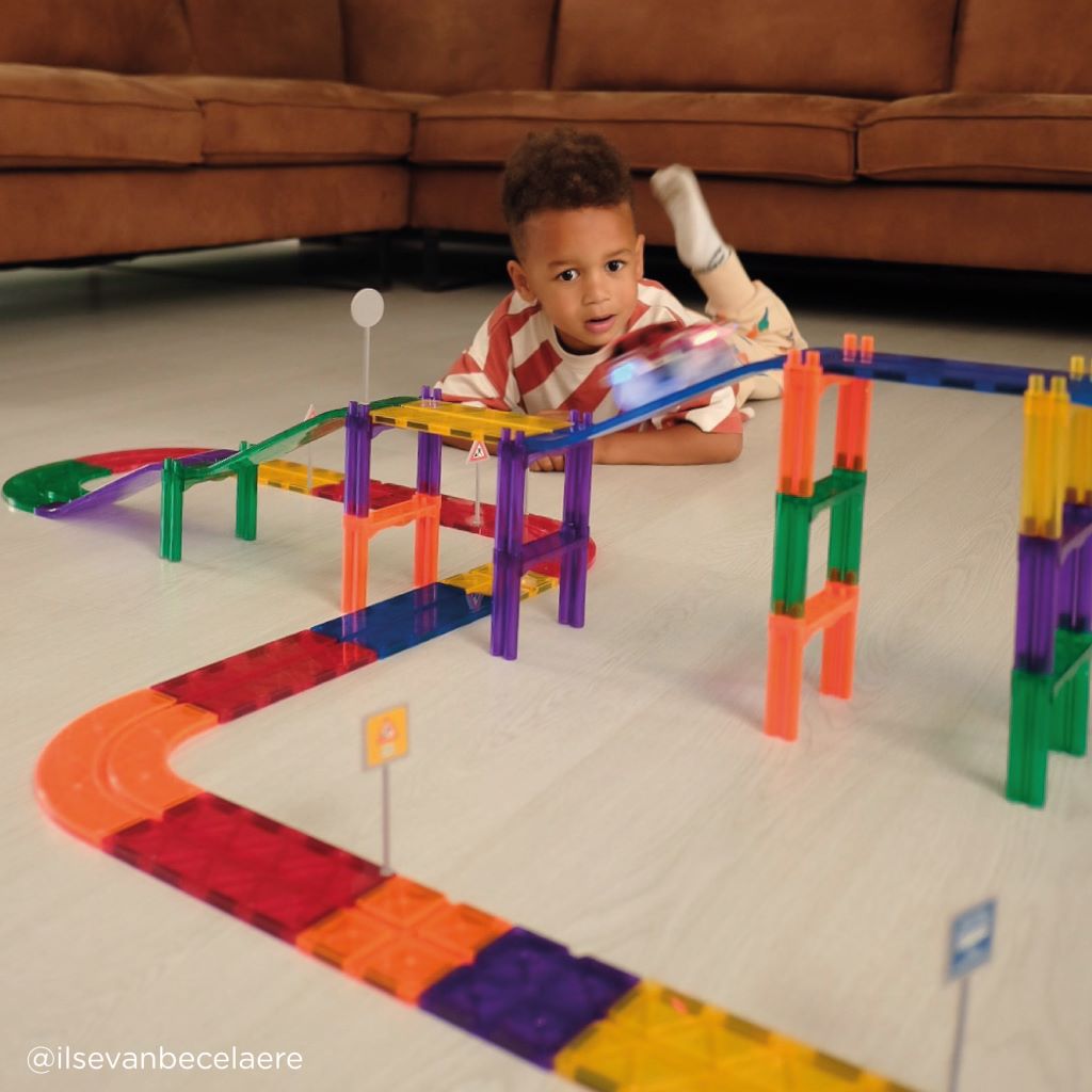 Cleverclixx Magnetisk byggeleg, Race track add-on curves Intense - 15 pcs