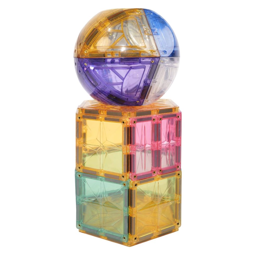 Cleverclixx Magnetisk byggeleg, Small Curved pack Pastel, 34 pcs