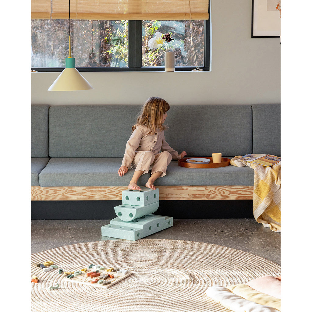 Modu byggelegetøj i skum, Curiosity sæt, 14 dele - Ocean mint/ Forest green