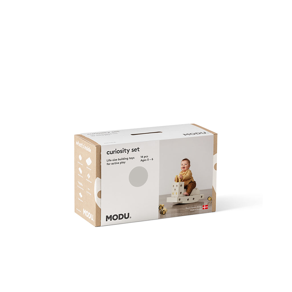 Modu byggelegetøj i skum, Curiosity sæt, 14 dele - Sand Grey / Honey Yellow