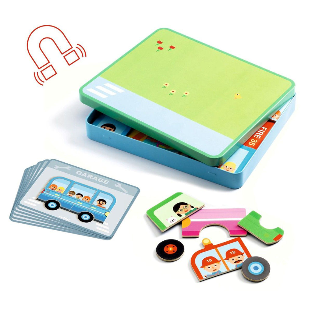Djeco magnetleg, Inzebox - Køretøjer