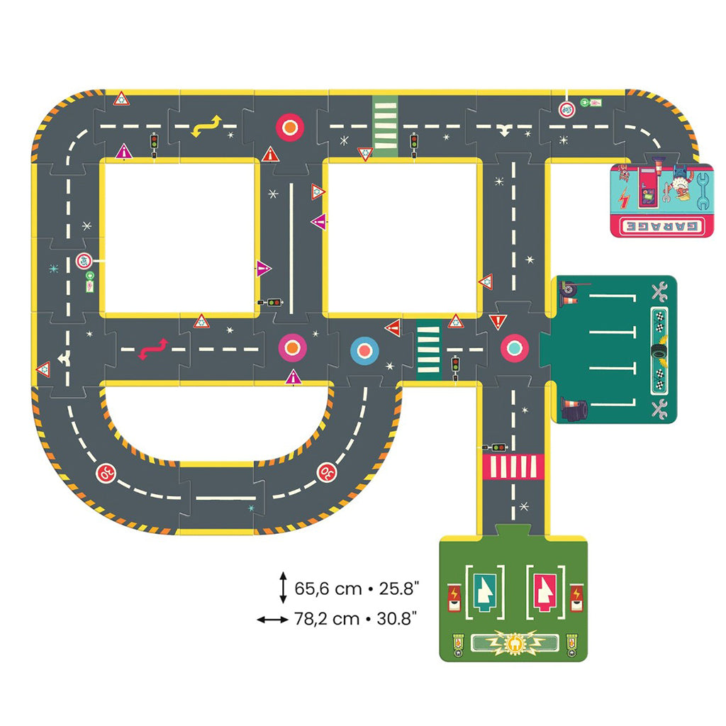 Djeco Crazy Motors puslespil, Vej - 26 brikker