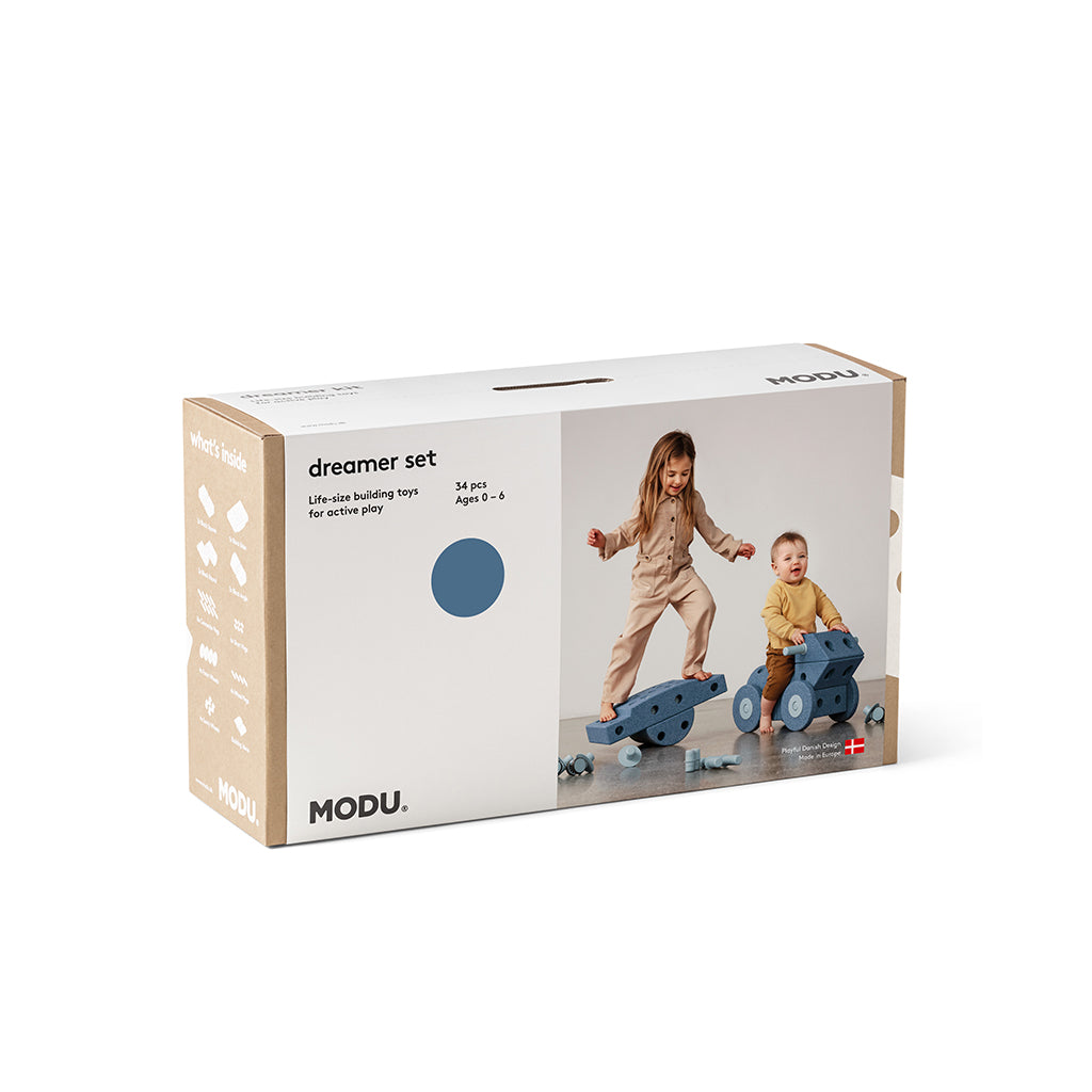 Modu byggelegetøj i skum, Dreamer sæt, 34 dele - Deep blue/ Sky blue