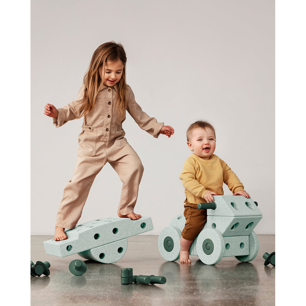 Modu byggelegetøj i skum, Dreamer sæt, 34 dele - Ocean mint/ Forest green