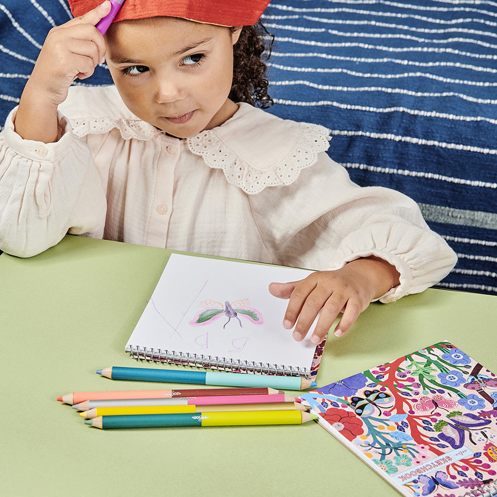 eeBoo 6 dobbelte farveblyanter jumbo, Sommerfugle