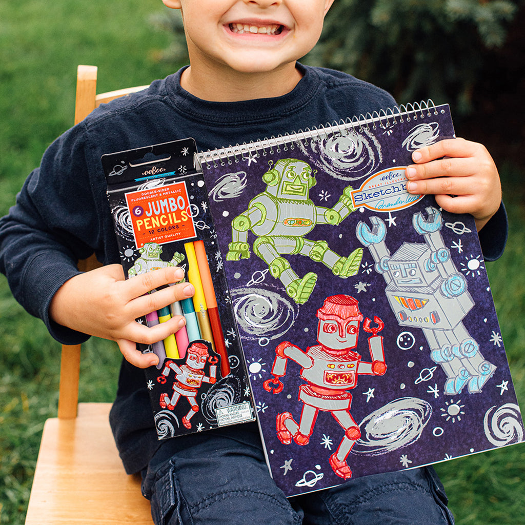 eeBoo 6 dobbelte farveblyanter jumbo, Robot