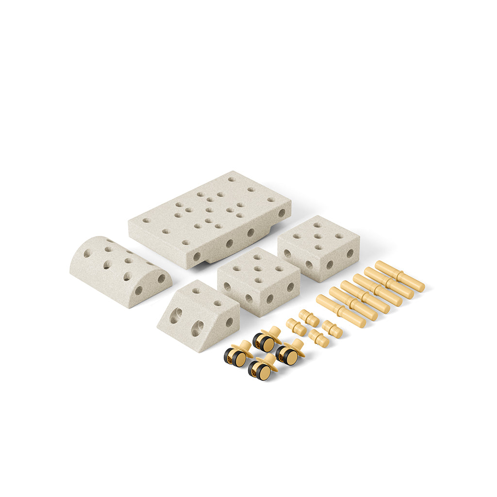 Modu byggelegetøj i skum, Explorer sæt, 20 dele - Sand Grey / Honey Yellow