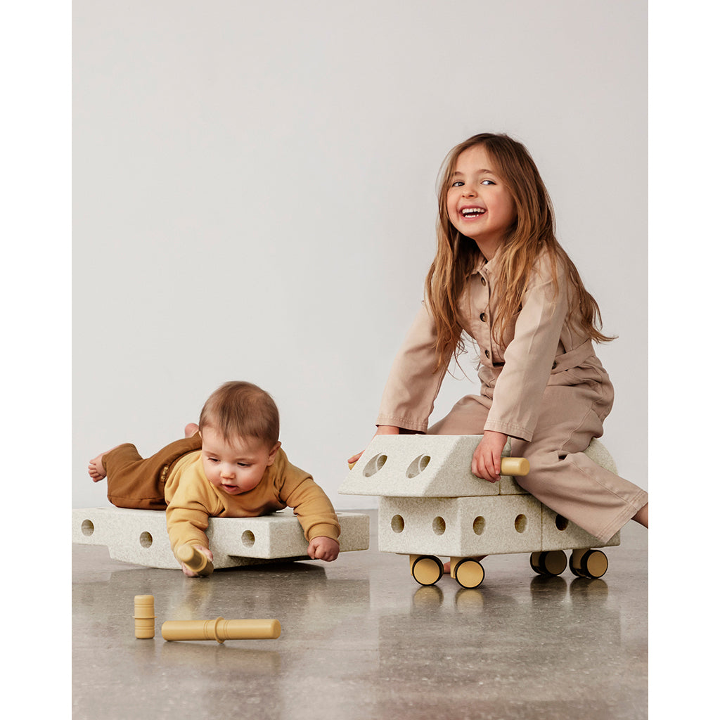 Modu byggelegetøj i skum, Explorer sæt, 20 dele - Sand Grey / Honey Yellow