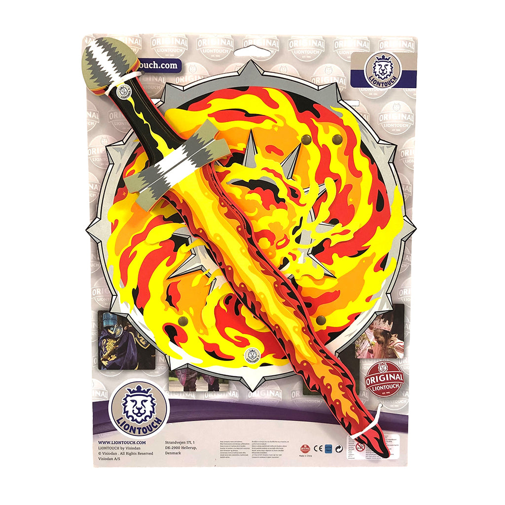 Liontouch Riddersæt m. flammedekoreret skjold og sværd