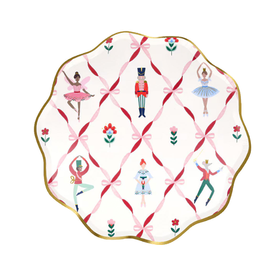 Meri Meri paptallerkener str. L, Nøddeknækkeren ballet - 8 stk.