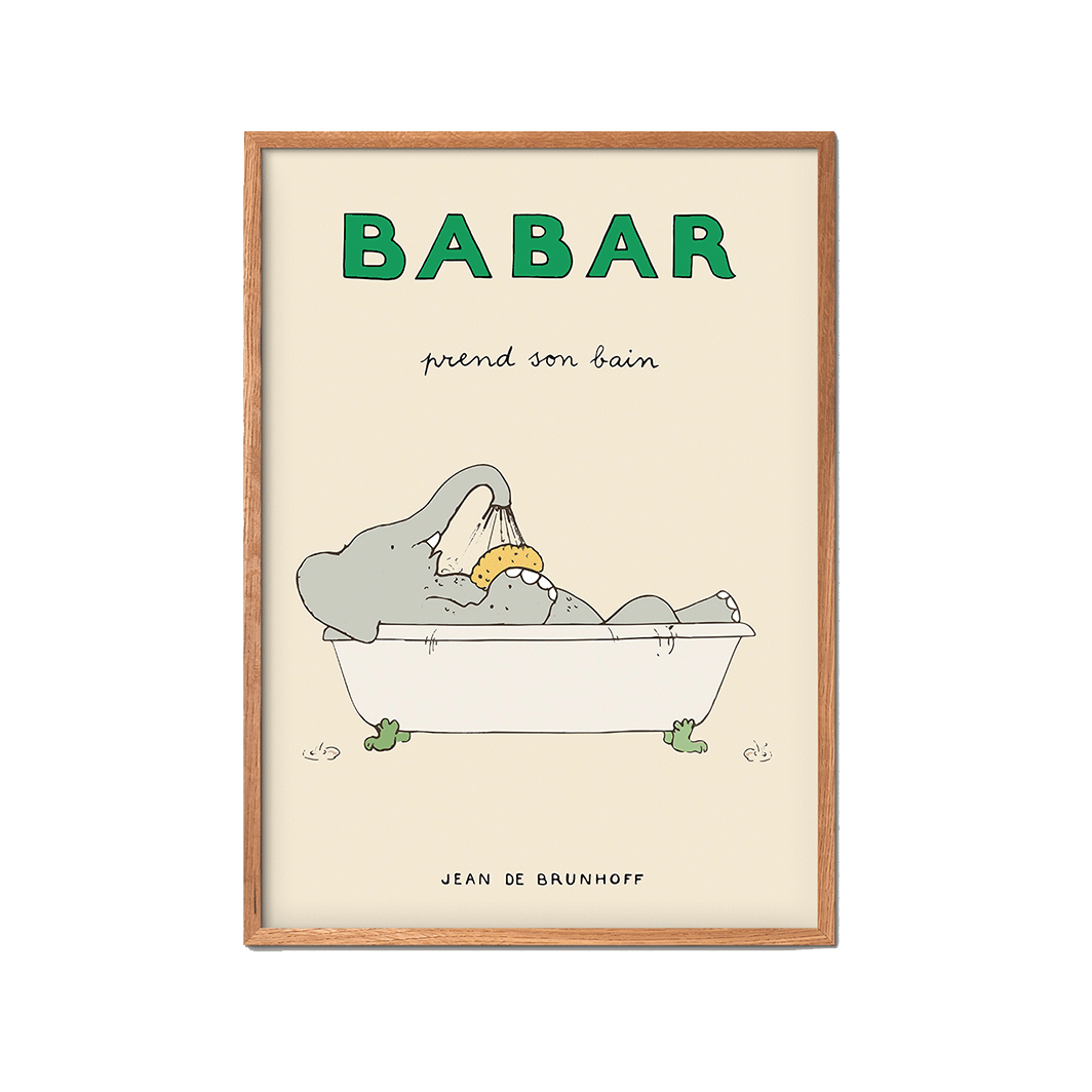 Badekar, Babar plakat - Jean de Brunhoff, flere størrelser