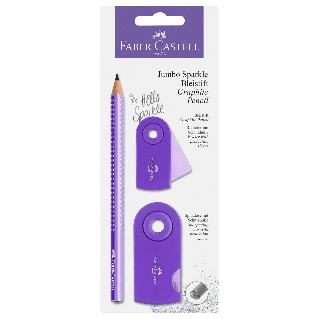 Faber-Castell 3-i-1 Jumbo Sparkle sæt, Lilla glitter