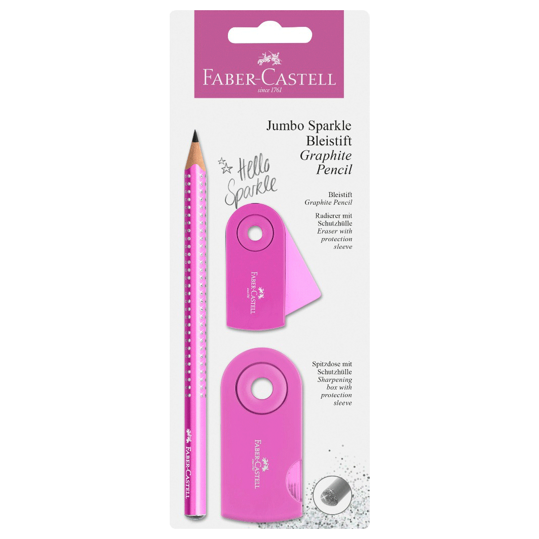 Faber-Castell 3-i-1 Jumbo Sparkle sæt, Pink glitter