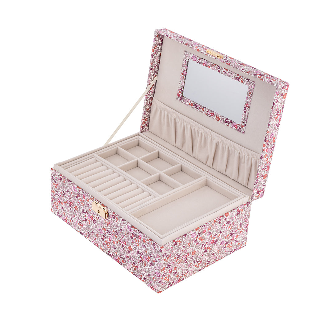 Bon Dep smykkeskrin m. Liberty print, Square - Ava pink