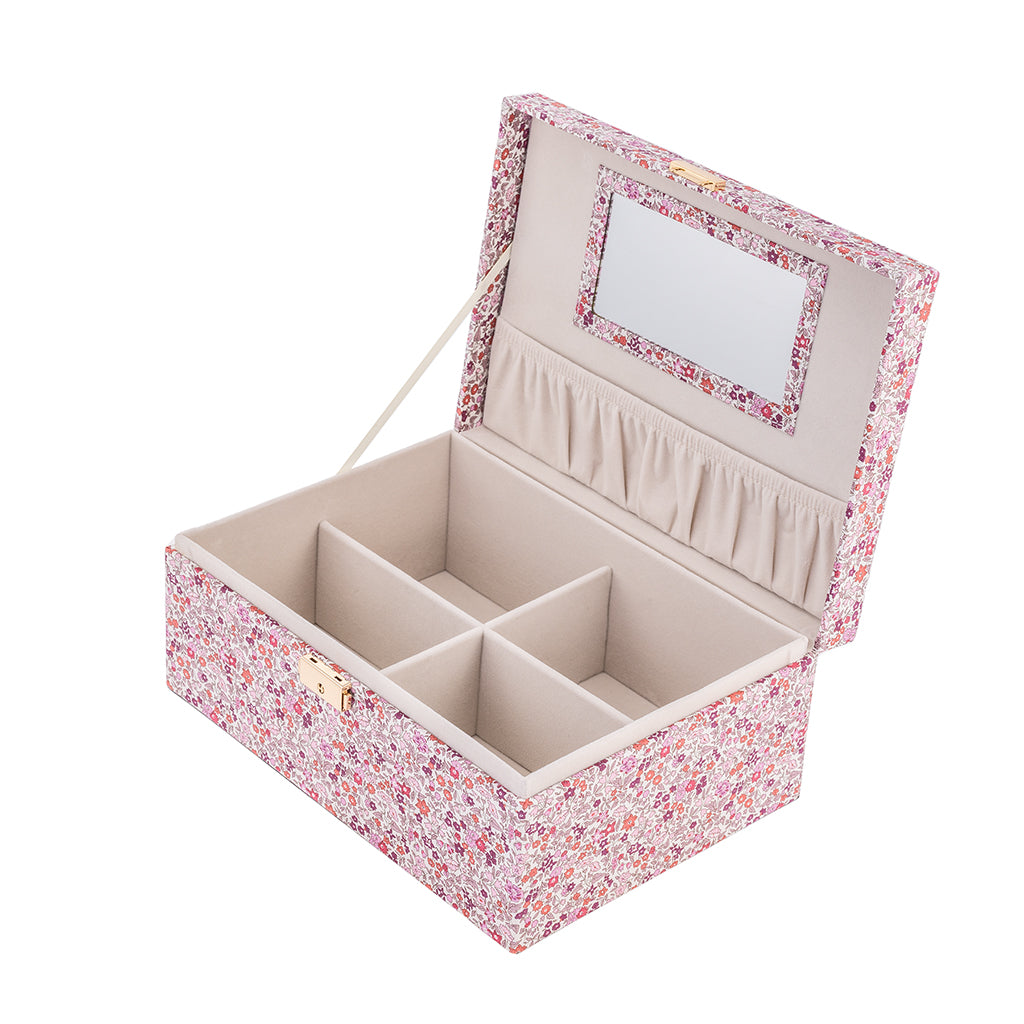 Bon Dep smykkeskrin m. Liberty print, Square - Ava pink
