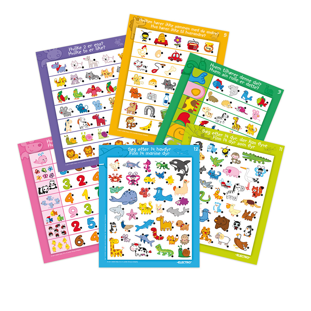 Jumbo Electro, Leg og lær med lyspen- Dyr, (Dansk og Norsk)