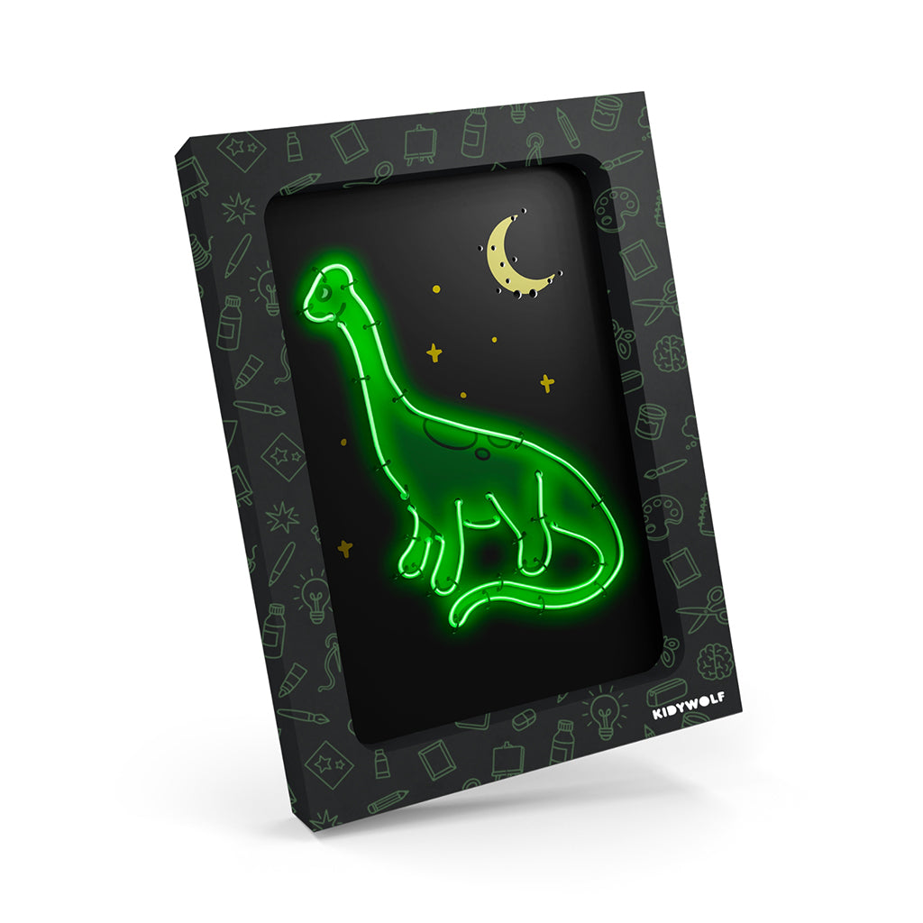 Kidyneon, DIY selvlysende billeder med grøn neontråd - Dinosaur