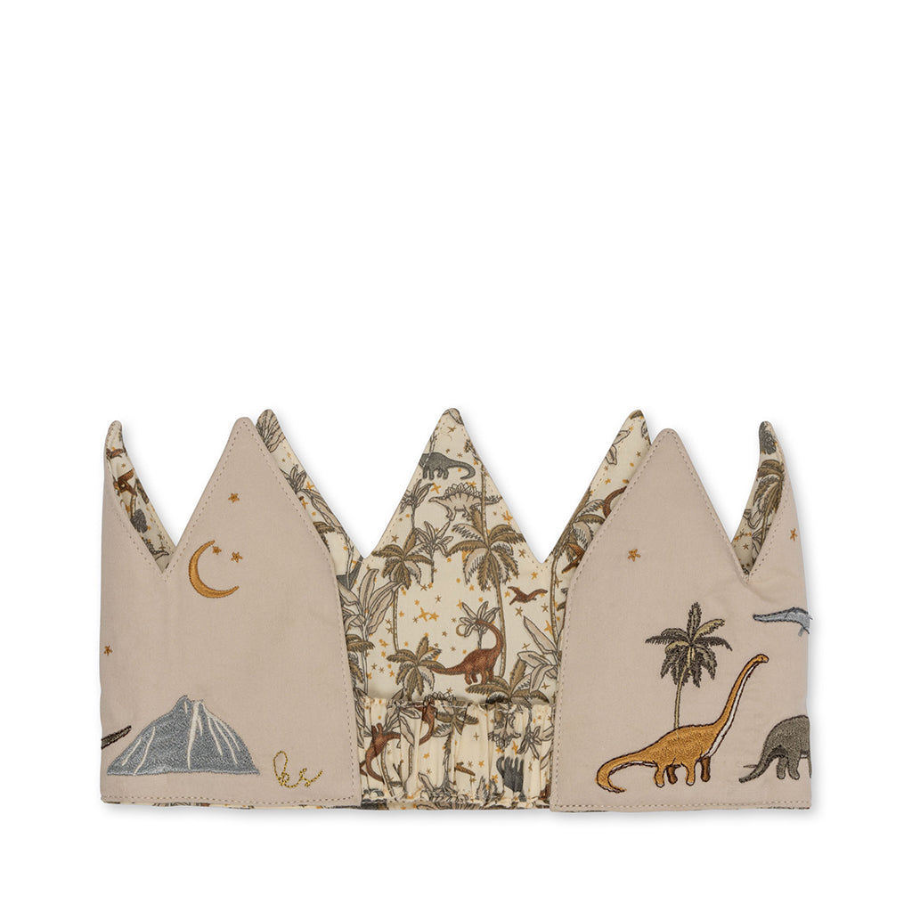 Konges Sløjd Birthday crown, stofkrone m. filttal, Dino - 1-10 år