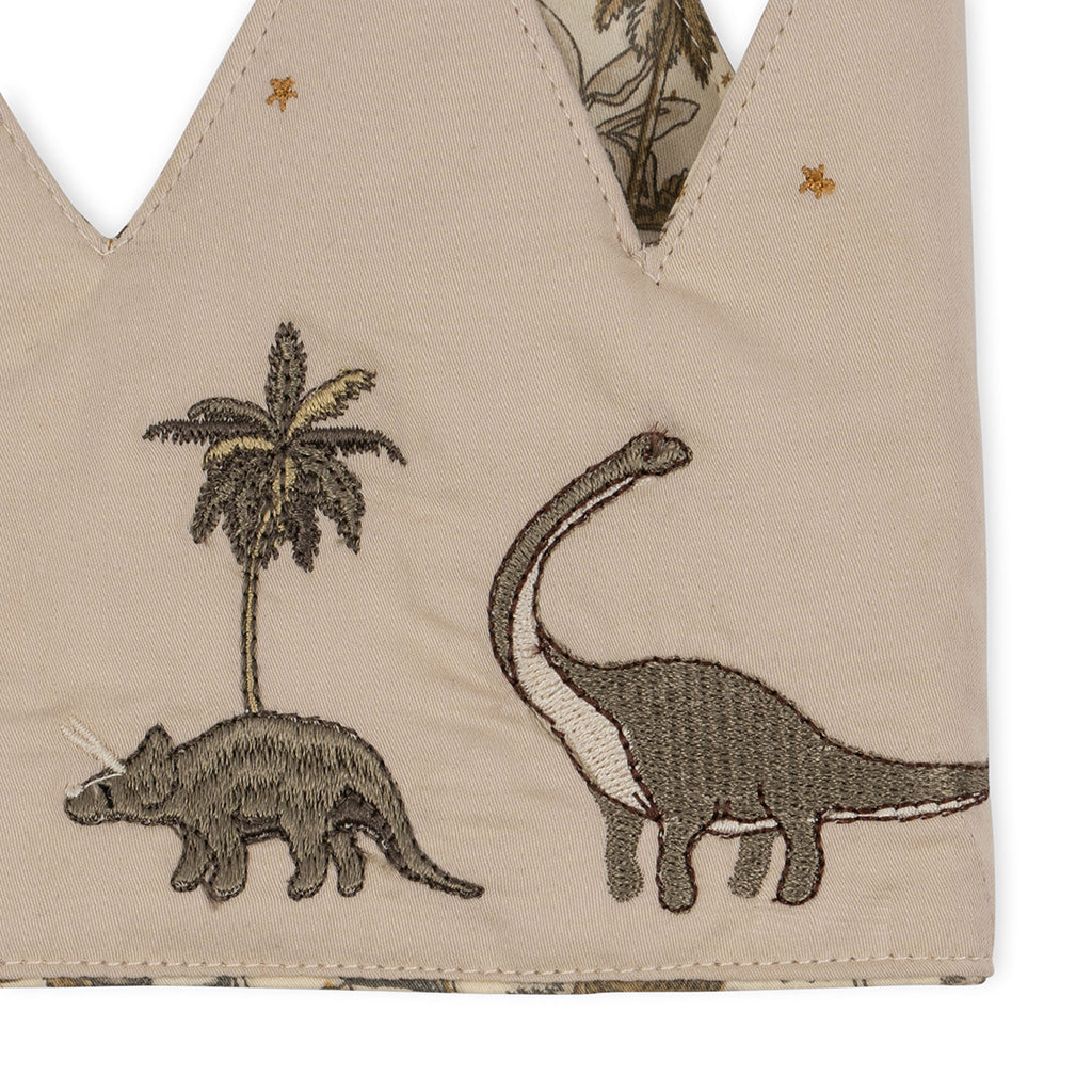 Konges Sløjd Birthday crown, stofkrone m. filttal, Dino - 1-10 år