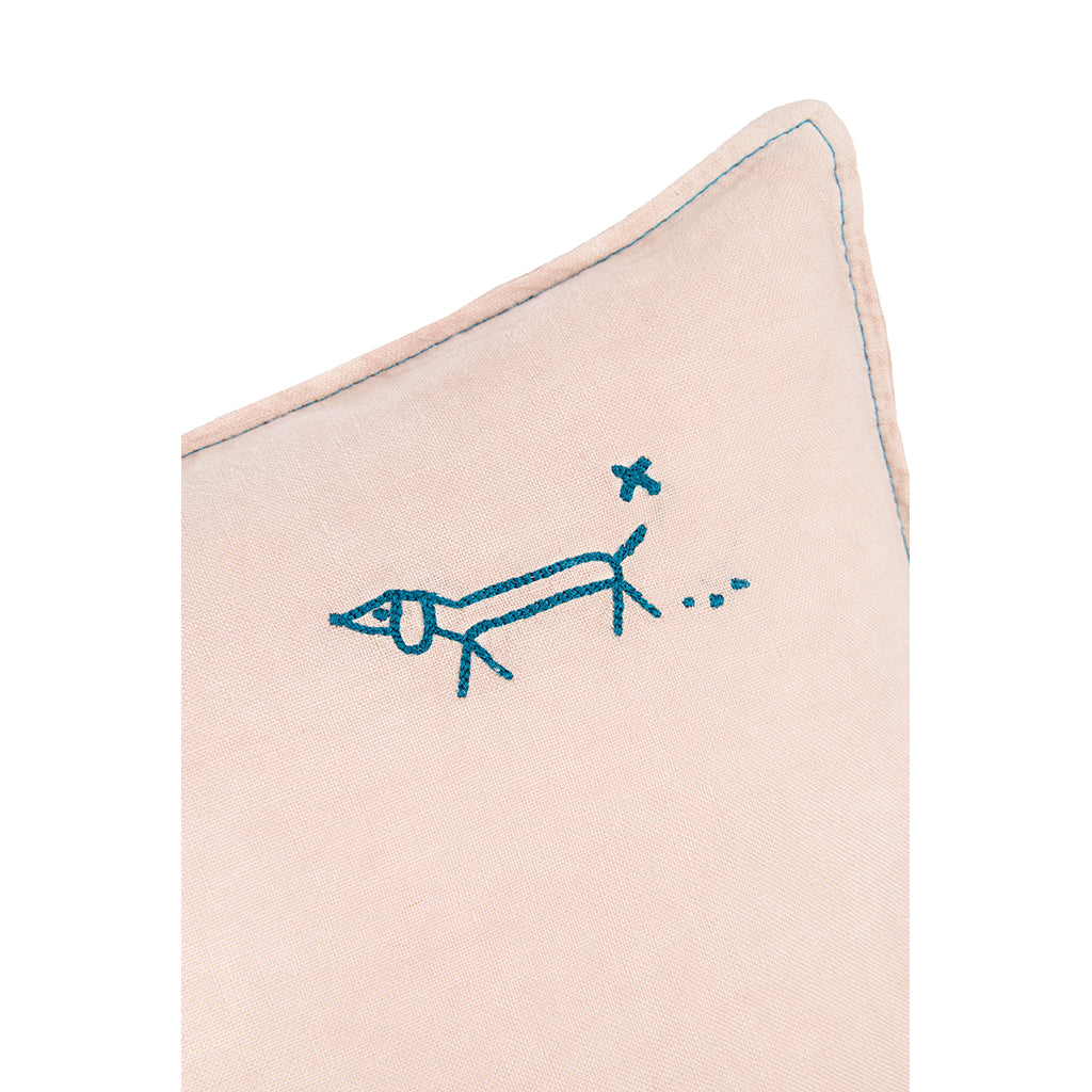 Nobodinoz pude, vasket fransk hør, 50 x 30 cm - Mauve pink