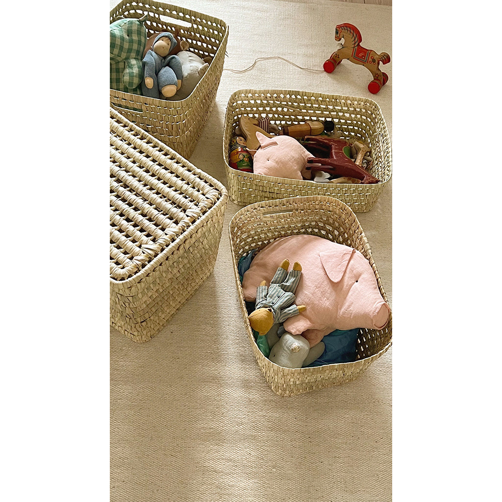 Lubilu kurv af palmeblade, L38 - 38 x 29 x 19 cm