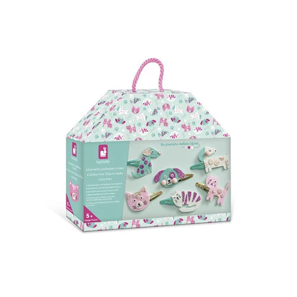 Janod Kreativt lav-selv glitter hårspænder, Little pets