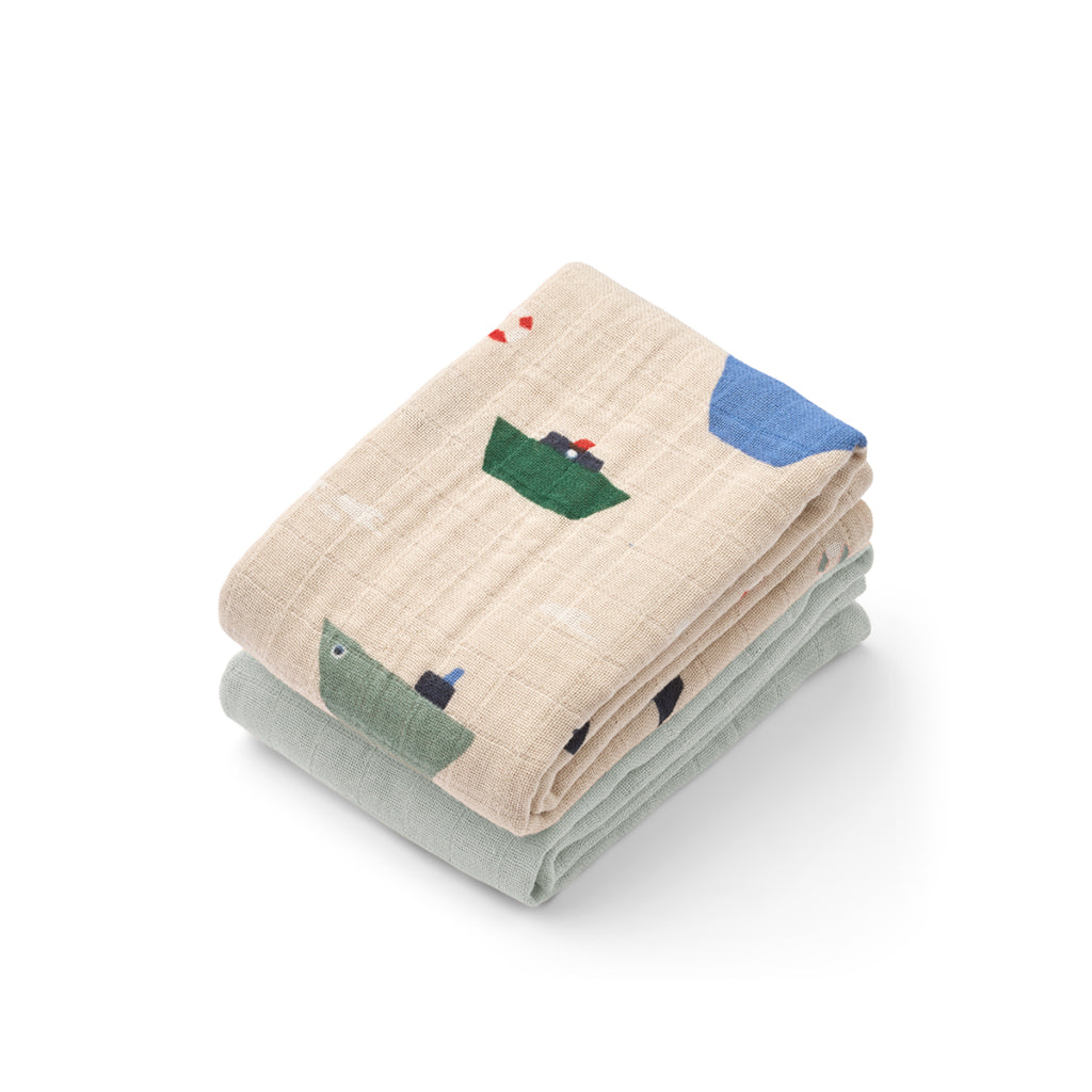 Liewood stofbleer, Lewis muslin 2-pak - Sailing/dove blue mix