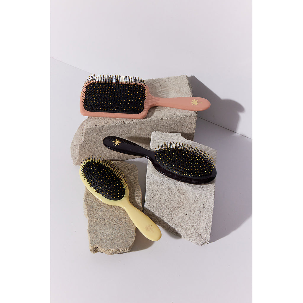 Fan Palm hårbørste, medium, Beach rose wet brush - Pink w/glitter