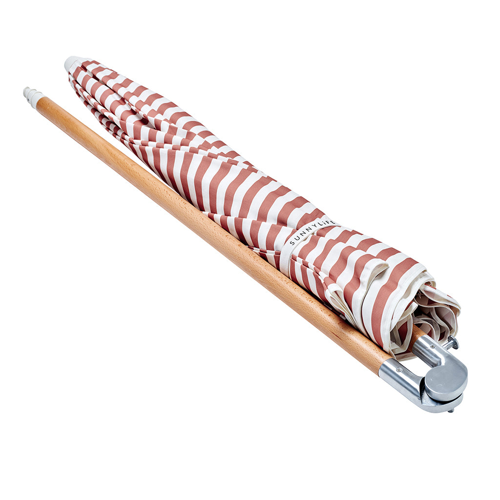 Sunnylife Luxe strandparasol, UP50+ faktor - Tierra clay stripe