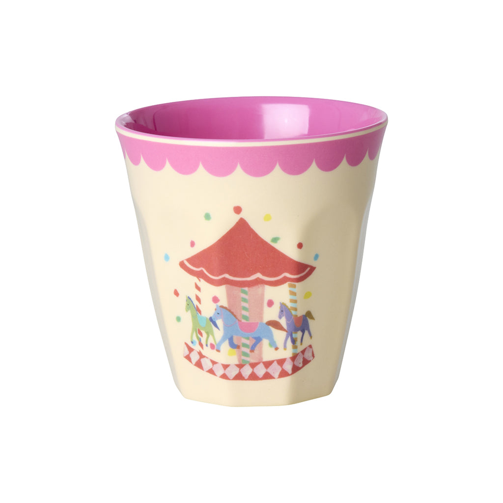 Rice melamin kopper, Fun Fair print, 6-pak, Small - Pink