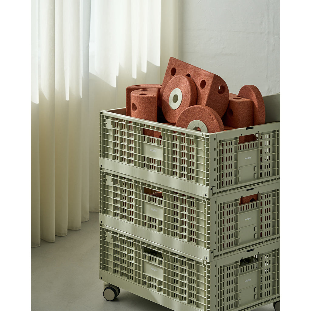 Modu Opbevaringskasse, Ekstra stor folde/stabelbar kasse - Dusty Green