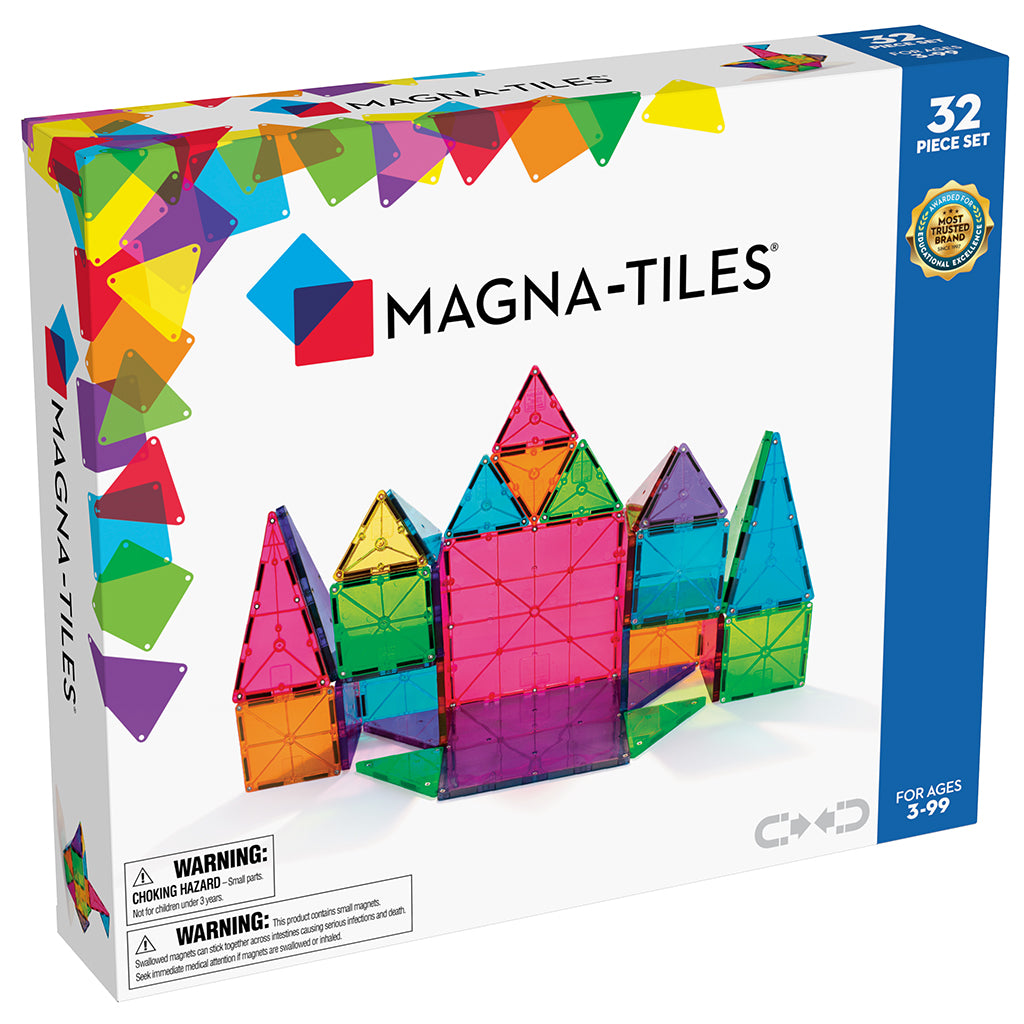 Magna-Tiles Clear Colours, Magnetisk byggesæt m. 32 dele