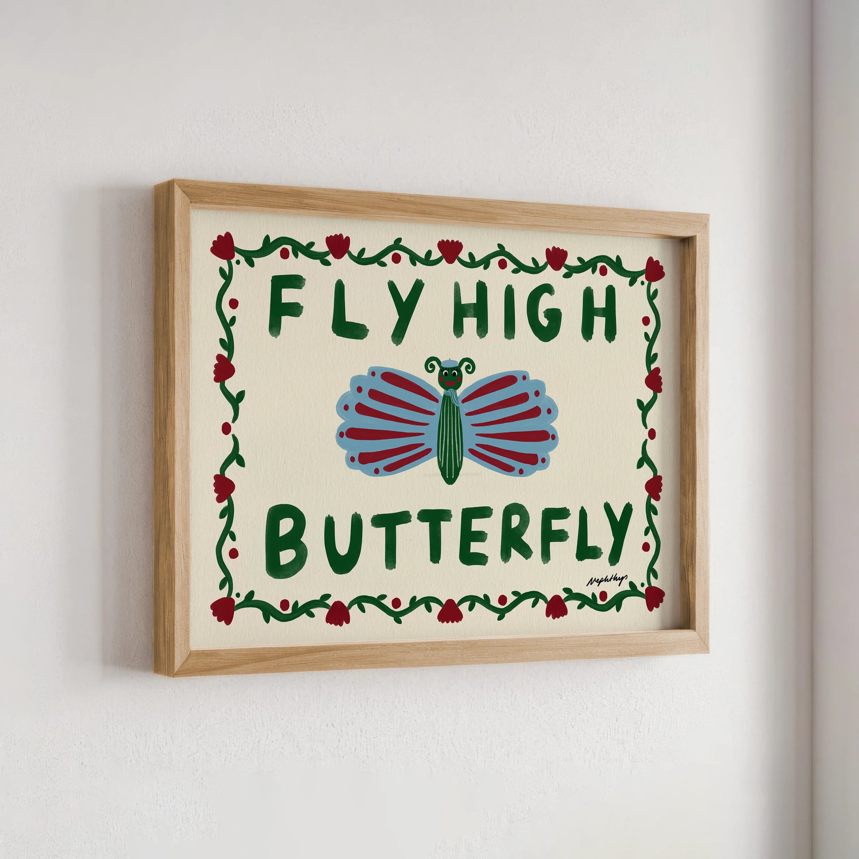 Nephthys Illustrated plakat, Fly High Butterfly - A4