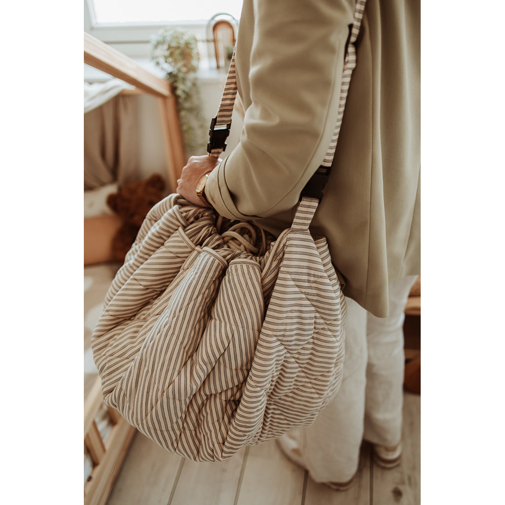 Play&Go To-i-én babytæppe, økologisk - Stripes blue