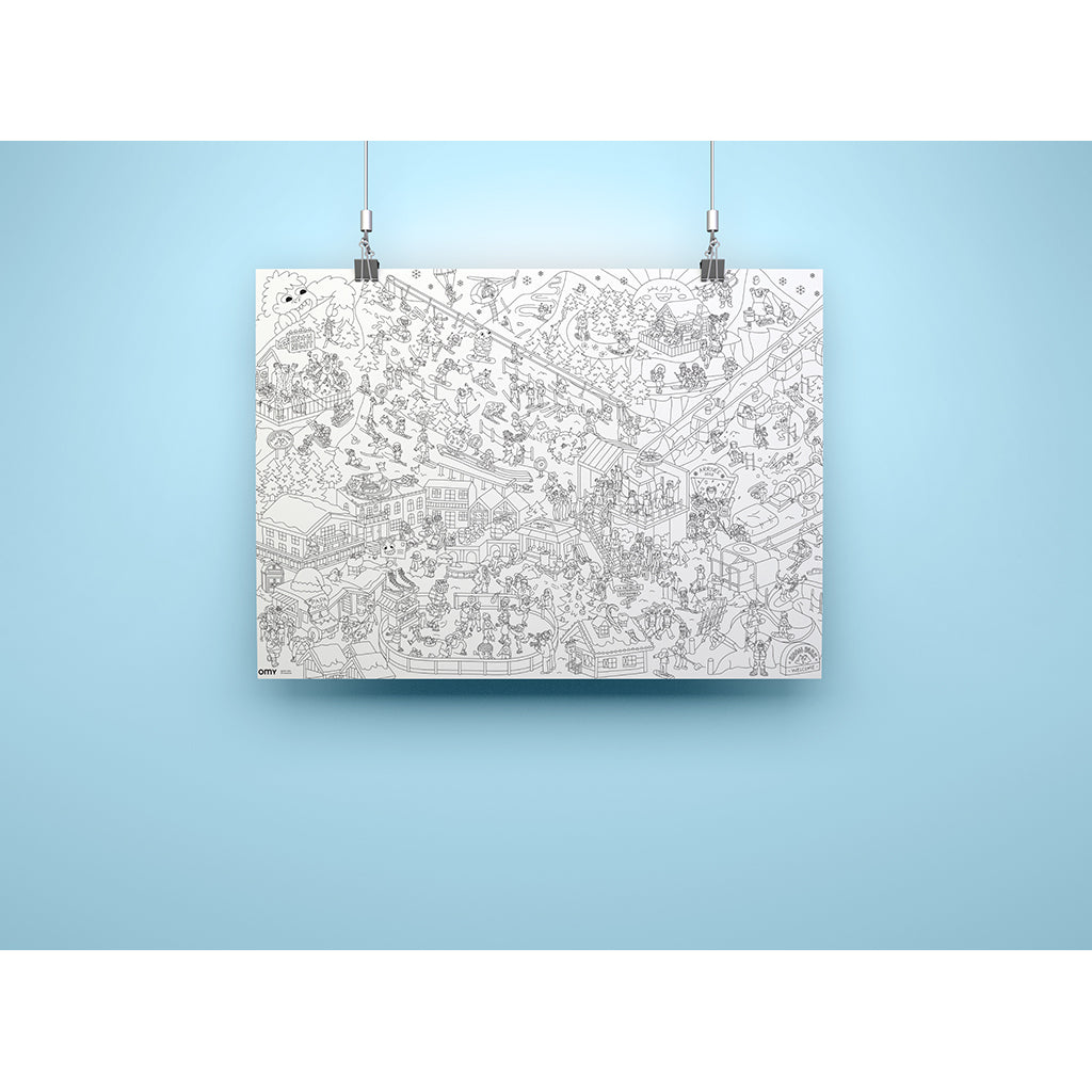 Omy stor plakat til farvelægning, 70 x 100 cm - I love winter