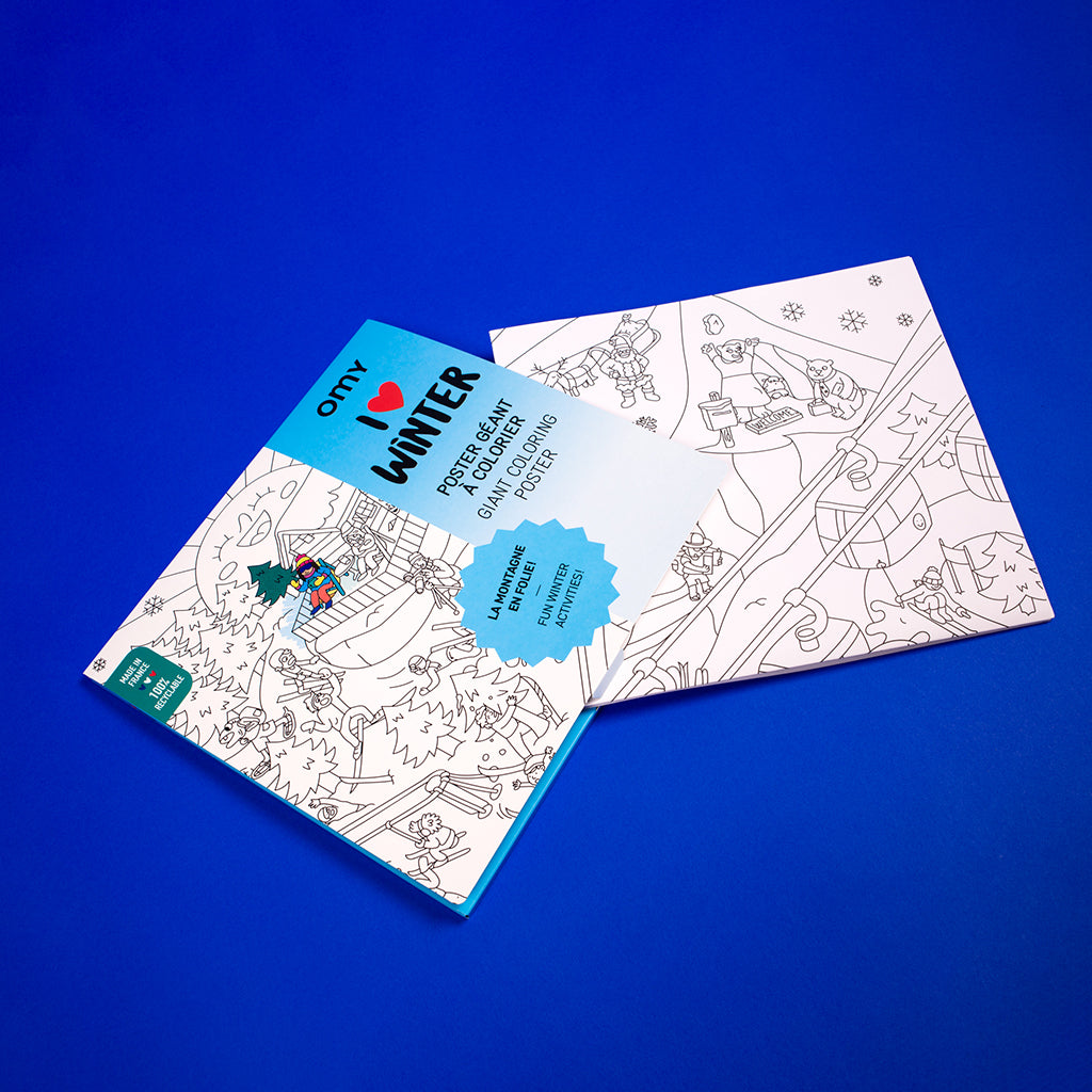 Omy stor plakat til farvelægning, 70 x 100 cm - I love winter