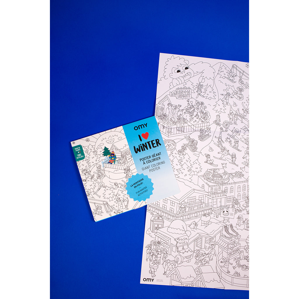 Omy stor plakat til farvelægning, 70 x 100 cm - I love winter