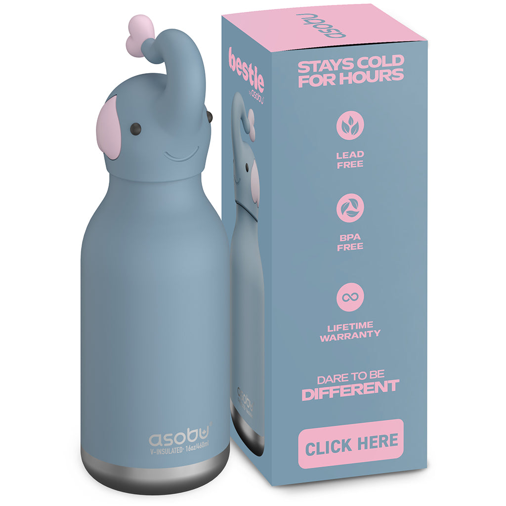 Asobu Bestie Animal termo drikkedunk, 460 ml. - Elefant
