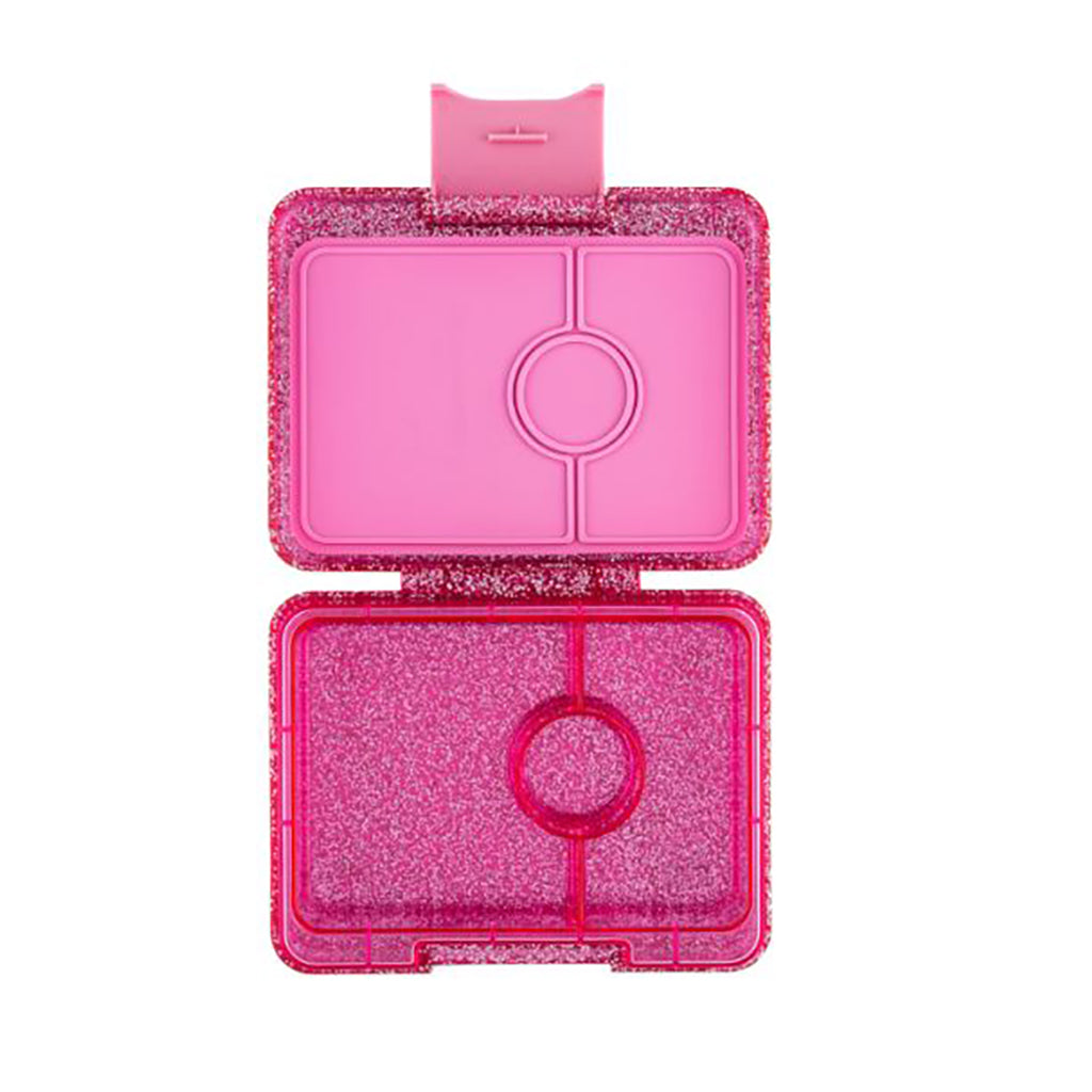 Yumbox madkasse m. 3 rum, Snack - Sparkle pink glitter/Pink clear