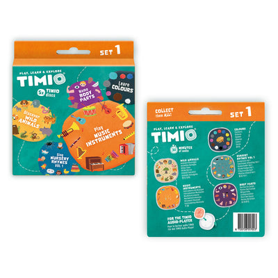 TIMIO Disc sæt 1, Vilde dyr, børnerim, farver, musik og kroppens dele