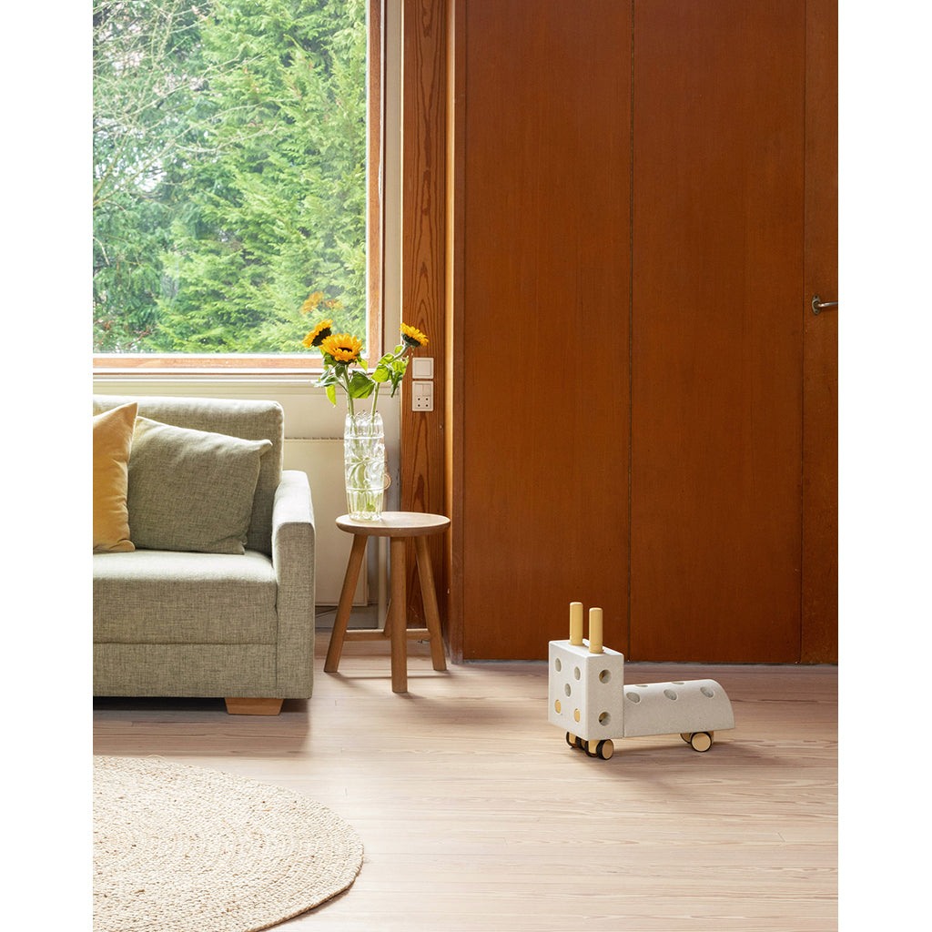 Modu Tiny Ride, aktivitetslegetøj i skum, 10 dele - Sand Grey / Honey Yellow