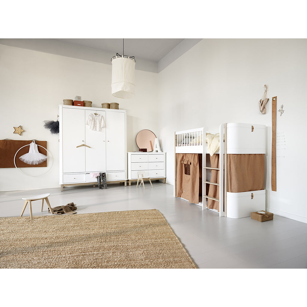 Oliver Furniture Wood klædeskab m 3 døre, hvid/eg - højde 204 cm